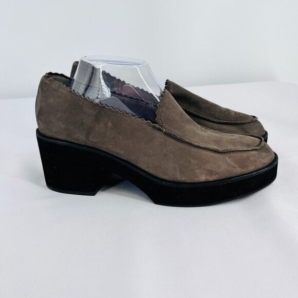 Eileen Fisher Women's Harria Platform Loafer Size 11 In Grey Scalloped Trim - Picture 1 of 14